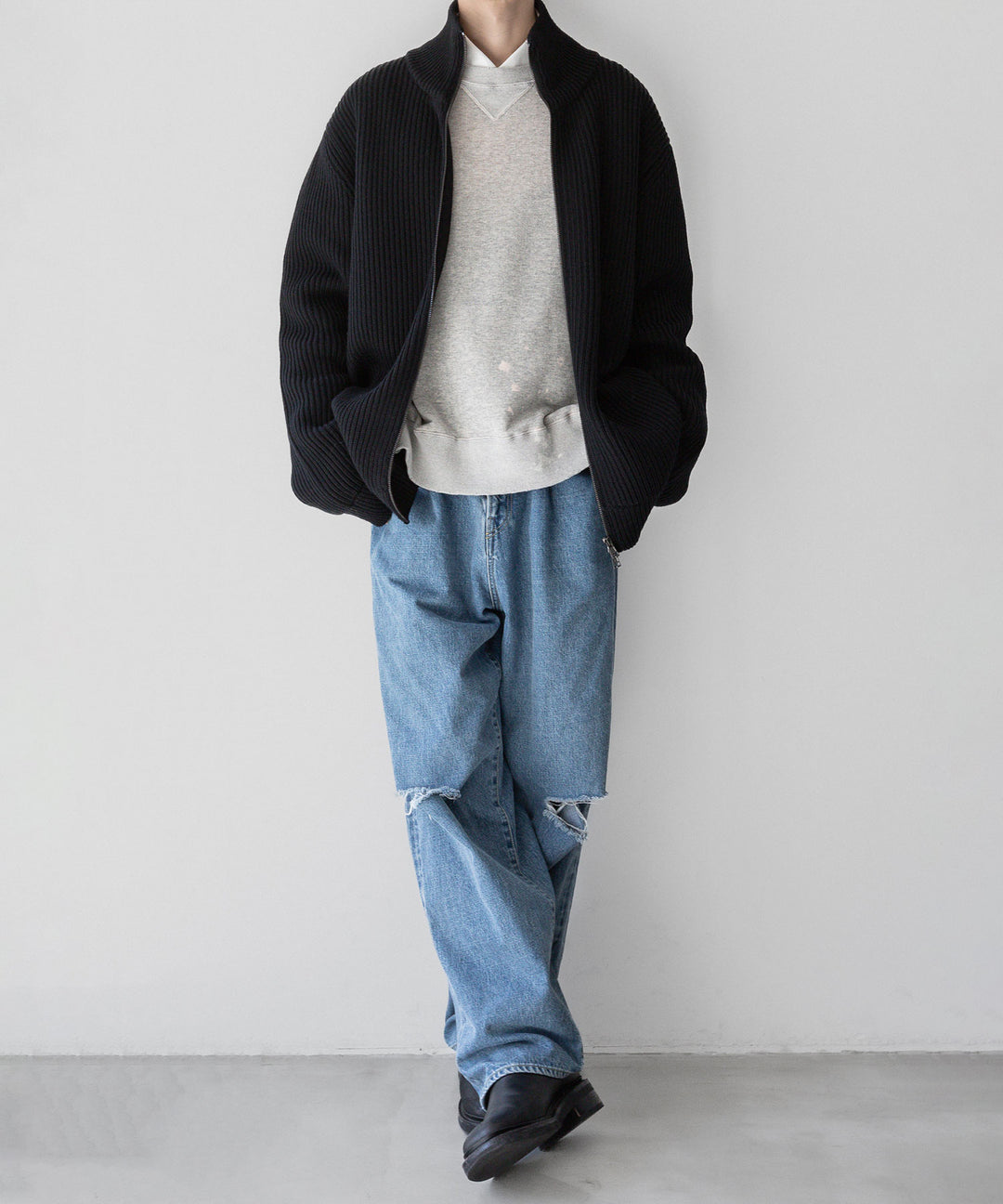 【INTÉRIM】インテリムのドライバーズニット LIMITED HAND FRAMED DRIVERS ZIP KNIT - BLACK 公式通販サイトsession福岡セレクトショップ