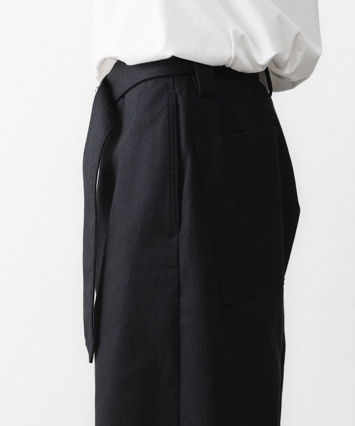 INTÉRIM インテリムのFABRIC WASHER CHINO  BELTED FRENCH ARMY MIL BAGGY TROUSERのBLACK 公式通販サイトsession福岡セレクトショップ