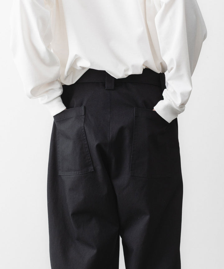 INTÉRIM インテリムのFABRIC WASHER CHINO  BELTED FRENCH ARMY MIL BAGGY TROUSERのBLACK 公式通販サイトsession福岡セレクトショップ