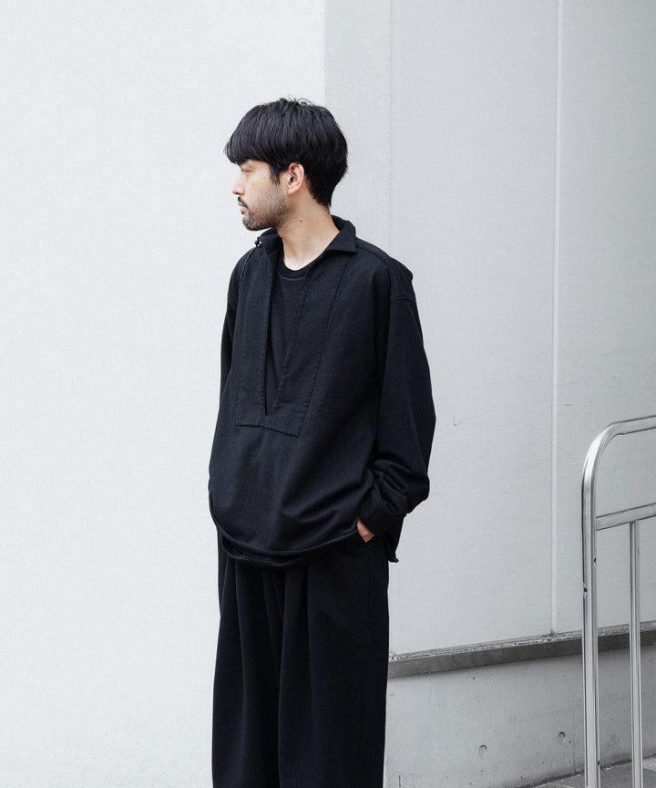 KANEMASA PHIL. カネマサフィル 36G NEEDLE PUNCH V NECK SMOCKのBLACK 公式通販サイトsession福岡セレクトショップ