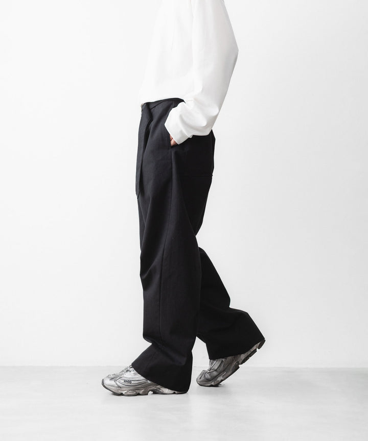 INTÉRIM インテリムのFABRIC WASHER CHINO  BELTED FRENCH ARMY MIL BAGGY TROUSERのBLACK 公式通販サイトsession福岡セレクトショップ