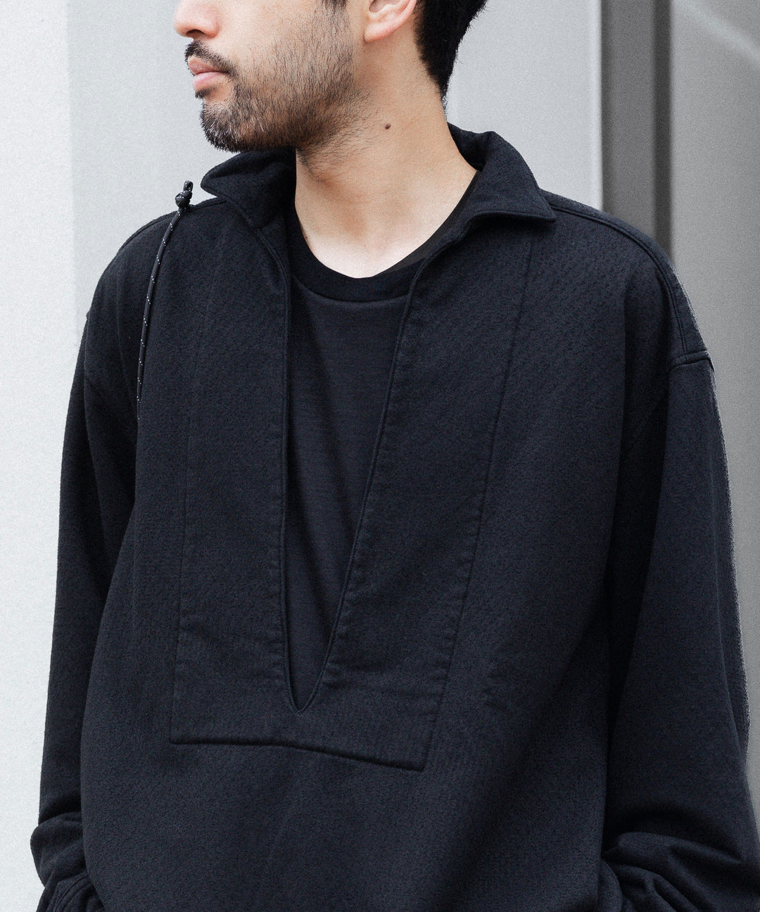 KANEMASA PHIL. カネマサフィル 36G NEEDLE PUNCH V NECK SMOCKのBLACK 公式通販サイトsession福岡セレクトショップ