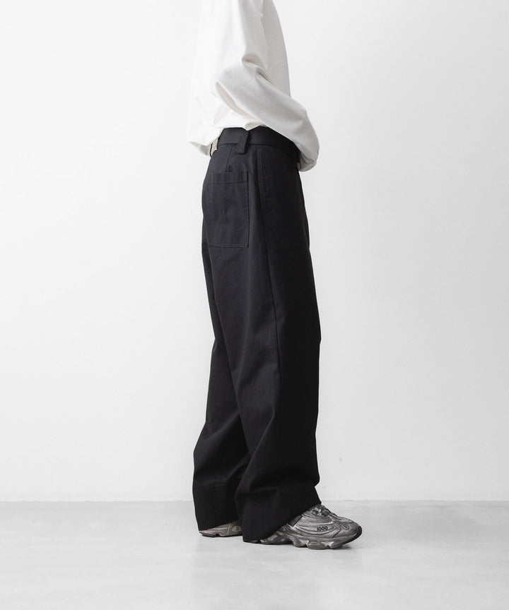 INTÉRIM インテリムのFABRIC WASHER CHINO  BELTED FRENCH ARMY MIL BAGGY TROUSERのBLACK 公式通販サイトsession福岡セレクトショップ