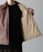 画像をギャラリービューアに読み込む, 【INTÉRIM】BROWN SHEEPSKIN REVERSIBLE LEATHER JACKET - GOLD ZIP
