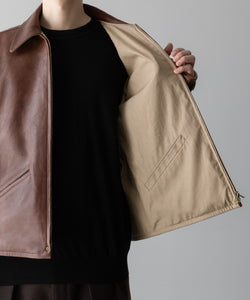 【INTÉRIM】BROWN SHEEPSKIN REVERSIBLE LEATHER JACKET - GOLD ZIP