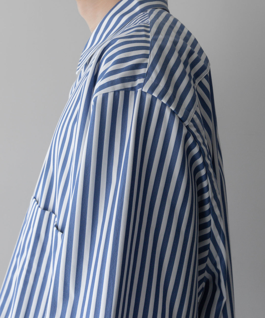 【KANEMASA PHIL.】LONDON STRIPE DRESS JERSEY SHORT SLEEVE SHIRT - ULTRA MARINE×WHITE