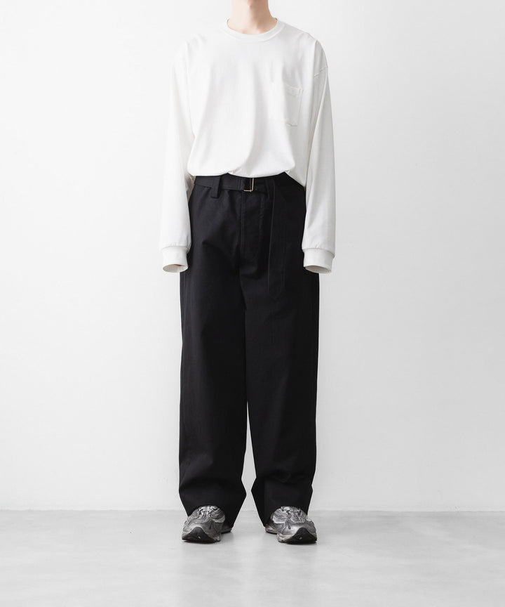 INTÉRIM インテリムのFABRIC WASHER CHINO  BELTED FRENCH ARMY MIL BAGGY TROUSERのBLACK 公式通販サイトsession福岡セレクトショップ