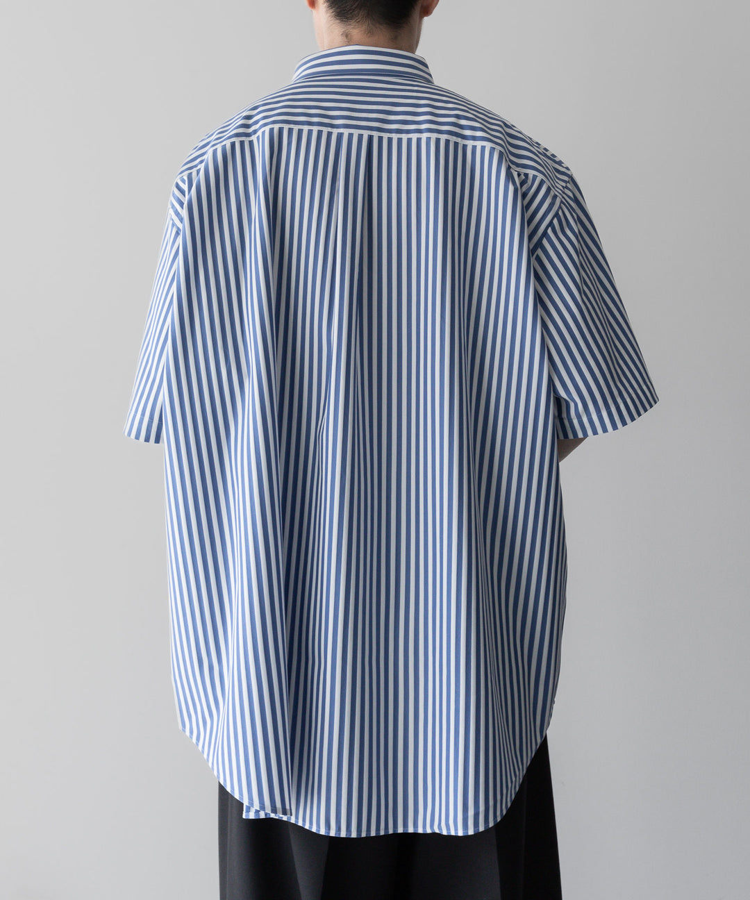 【KANEMASA PHIL.】LONDON STRIPE DRESS JERSEY SHORT SLEEVE SHIRT - ULTRA MARINE×WHITE