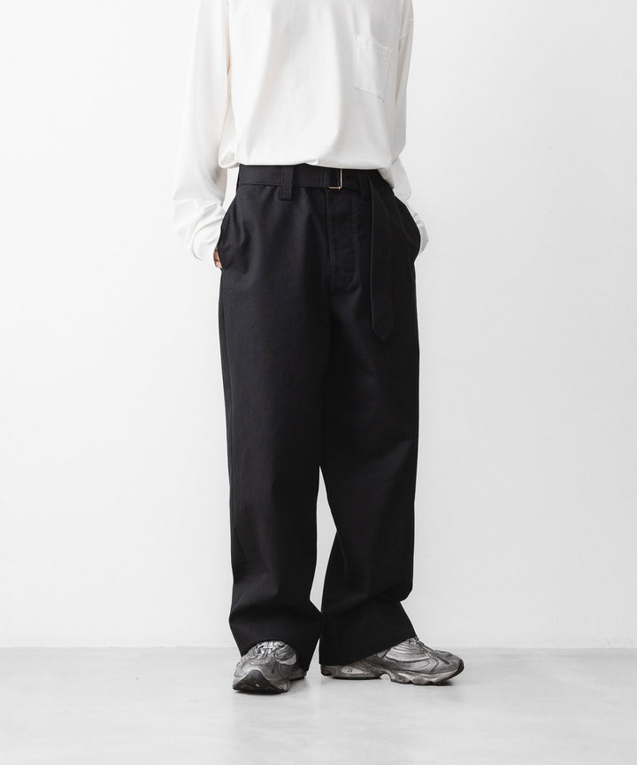 INTÉRIM インテリムのFABRIC WASHER CHINO  BELTED FRENCH ARMY MIL BAGGY TROUSERのBLACK 公式通販サイトsession福岡セレクトショップ
