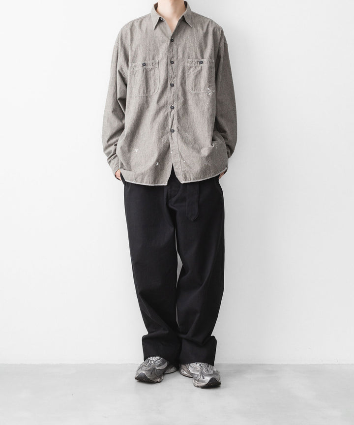 INTÉRIM インテリムのFABRIC WASHER CHINO  BELTED FRENCH ARMY MIL BAGGY TROUSERのBLACK 公式通販サイトsession福岡セレクトショップ