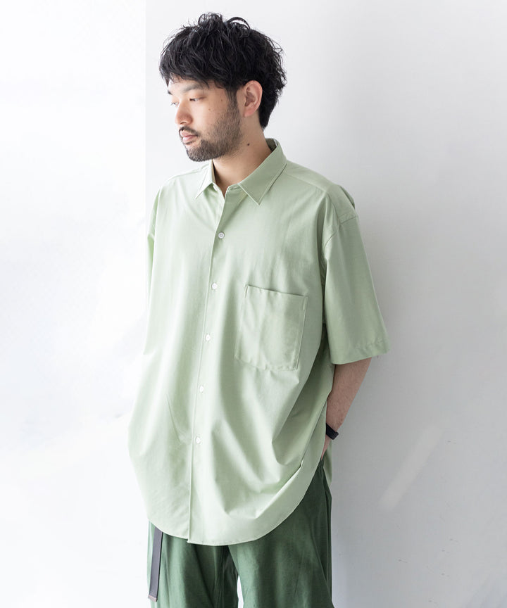 KANEMASA(カネマサ)の23SSコレクションのROYAL OX DRESS JERSEY SHORT SLEEVE SHIRTのLIGHT GREEN