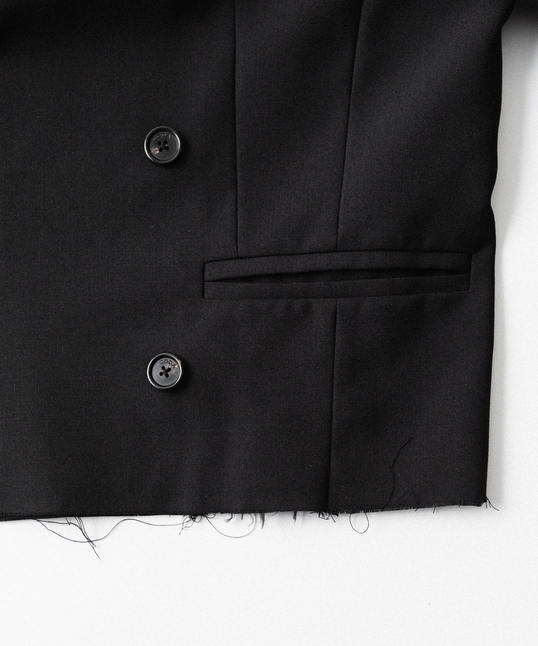 CODA コーダのBLACK WOOL CUT OFF DOUBLE BREASTED LENTO BLAZERのBLACK 公式通販サイトsession福岡セレクトショップ