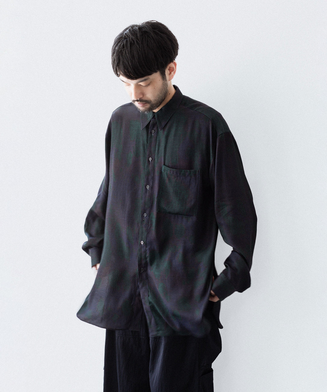 ANTHEM A-アンセムエーのLAYER PATTERN PRINTED SHIRTのFOG NAVY 公式通販サイトsession福岡セレクトショップ