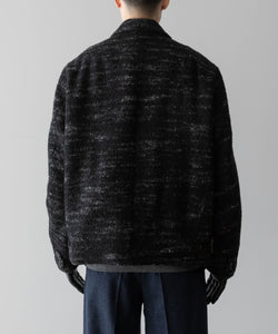 【INTÉRIM】DOUBLE FACE HAIRY BABY LAMA WOOL SPORTS JACKET - RAW BLACK