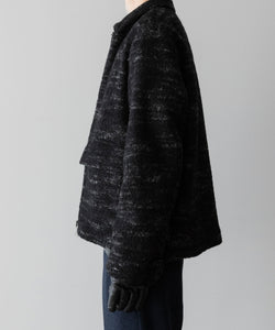 【INTÉRIM】DOUBLE FACE HAIRY BABY LAMA WOOL SPORTS JACKET - RAW BLACK