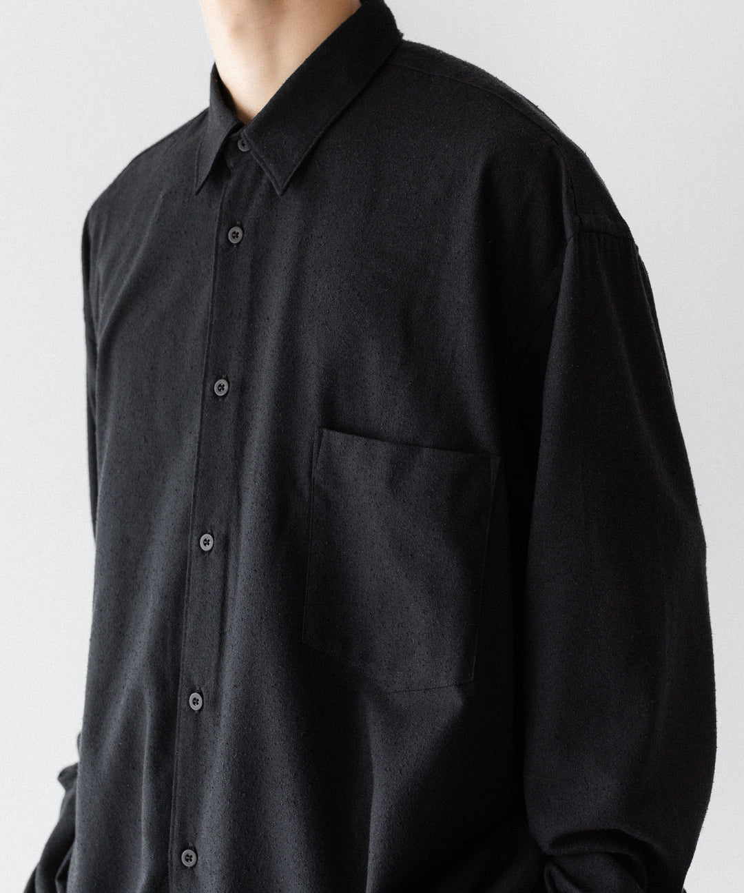 INTÉRIM インテリムSILK NOIL L/S REGULAR COLLAR SHIRTのBLACK 公式通販サイトsession福岡セレクトショップ
