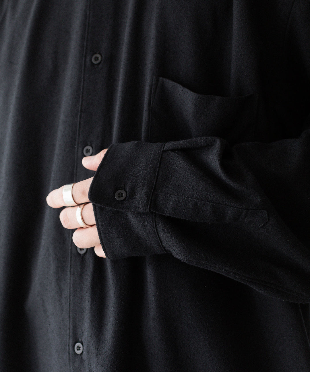 INTÉRIM インテリムSILK NOIL L/S REGULAR COLLAR SHIRTのBLACK 公式通販サイトsession福岡セレクトショップ