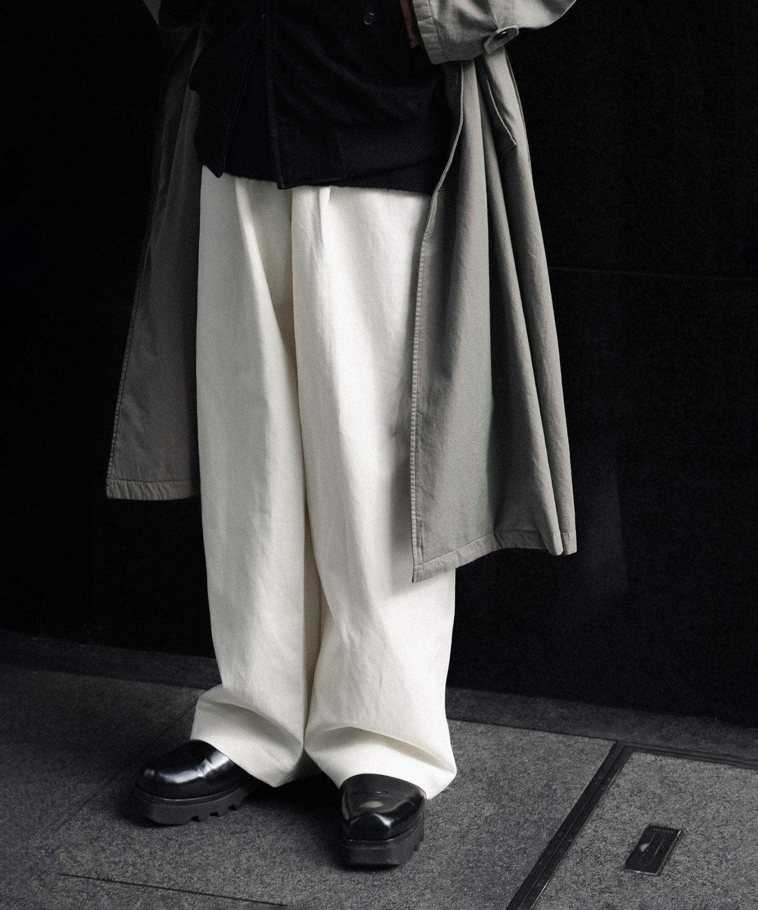 ssstein / シュタイン】DOUBLE WEAVE COTTON ONE TUCK WIDE PANTS