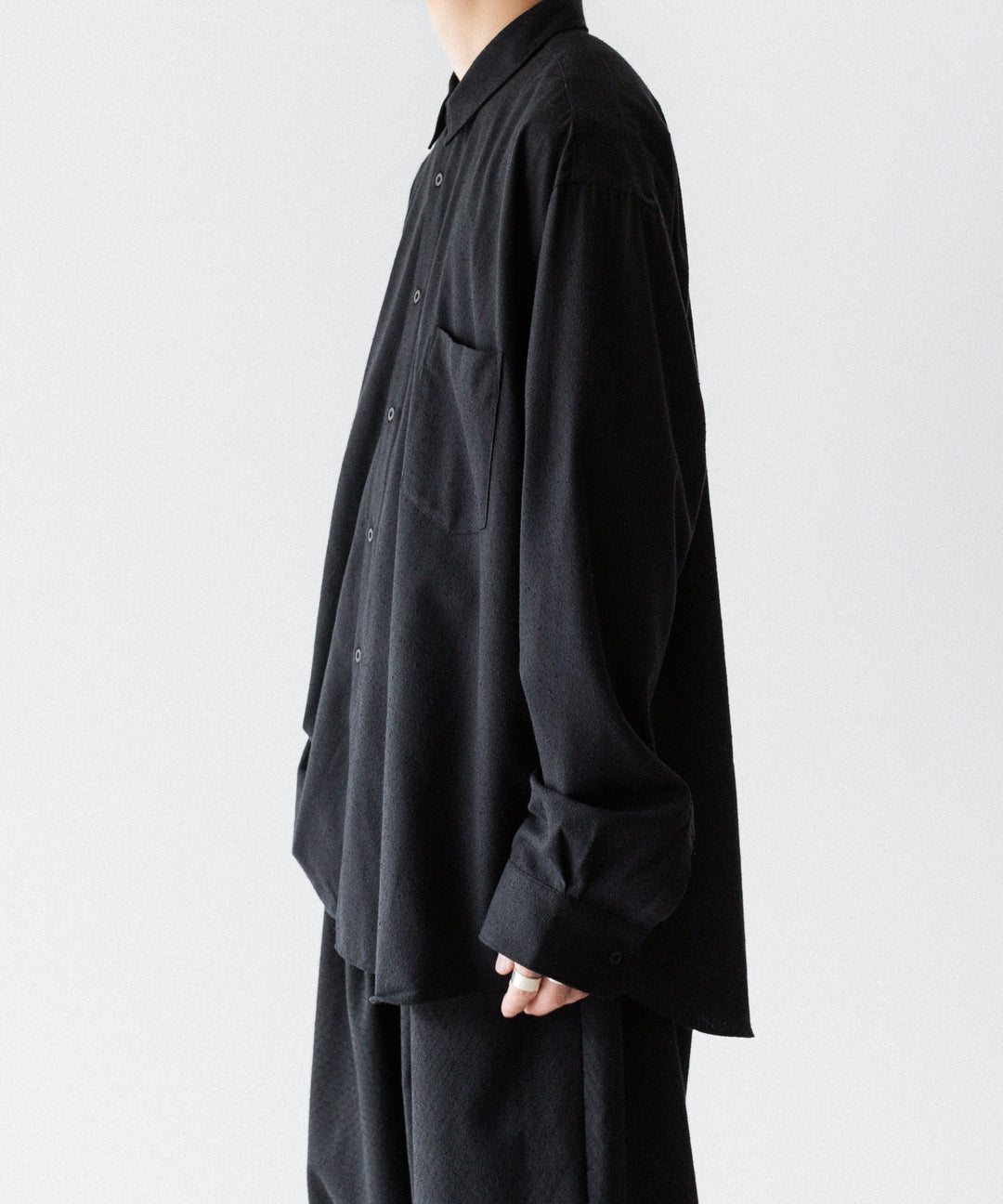 INTÉRIM インテリムSILK NOIL L/S REGULAR COLLAR SHIRTのBLACK 公式通販サイトsession福岡セレクトショップ