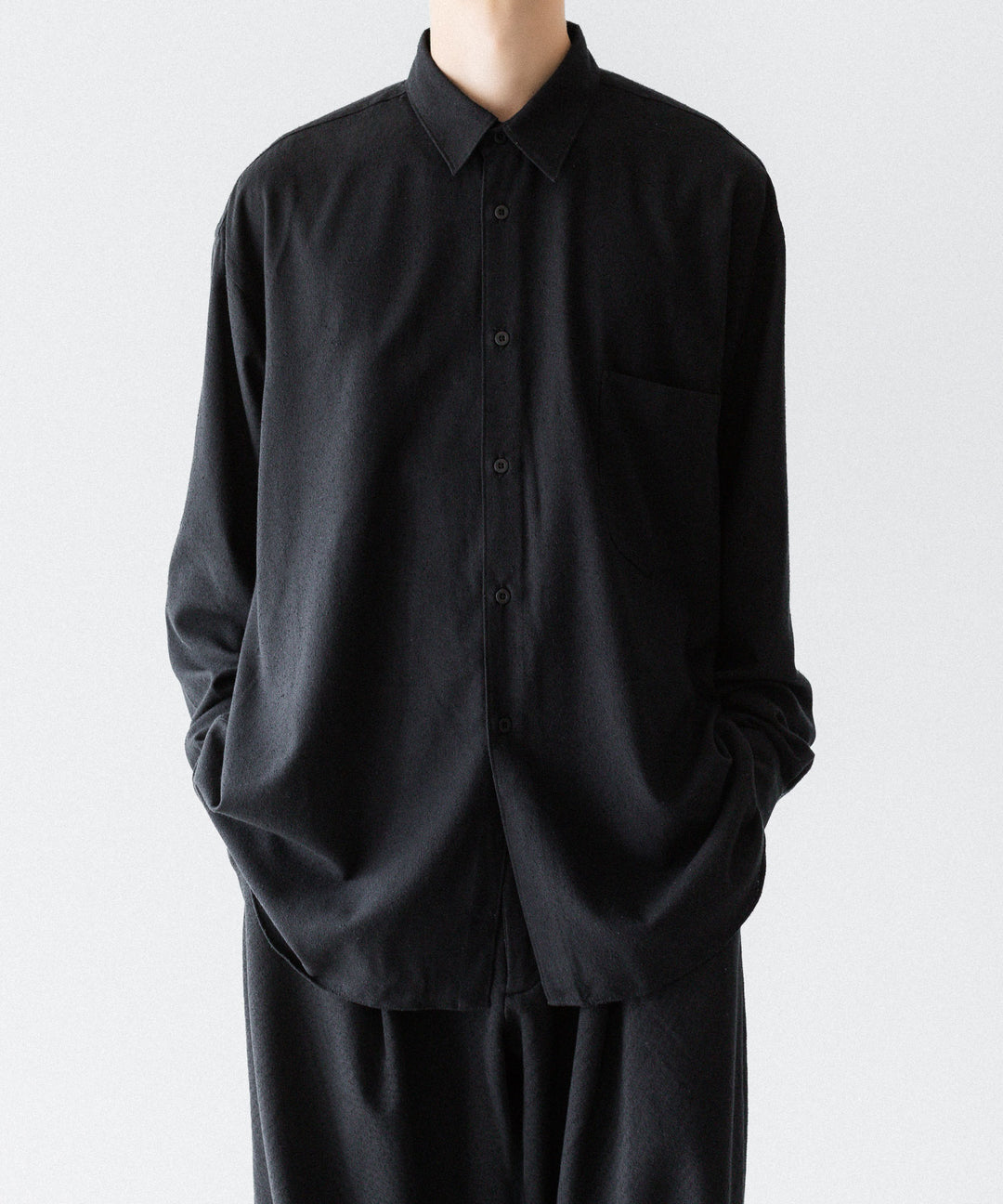INTÉRIM インテリムSILK NOIL L/S REGULAR COLLAR SHIRTのBLACK 公式通販サイトsession福岡セレクトショップ