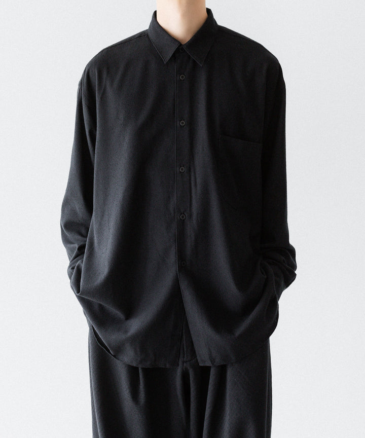 INTÉRIM インテリムSILK NOIL L/S REGULAR COLLAR SHIRTのBLACK 公式通販サイトsession福岡セレクトショップ