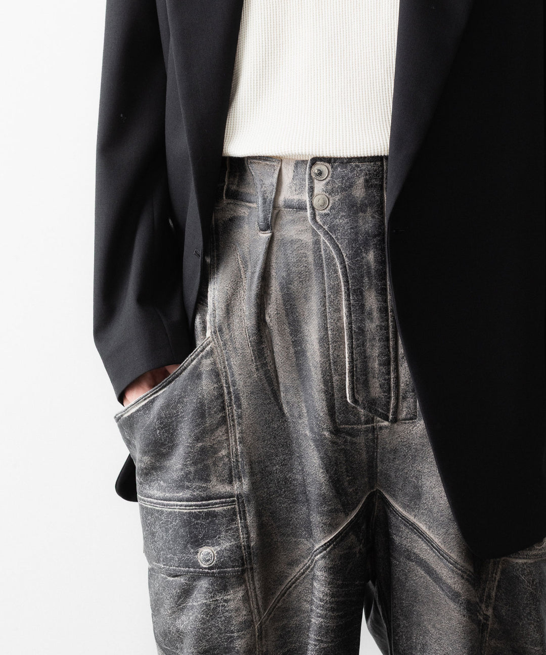 【SUBLATIONS】CRACKING COATED BANANA CUTTING PANTS - SAND BEIGE BASE