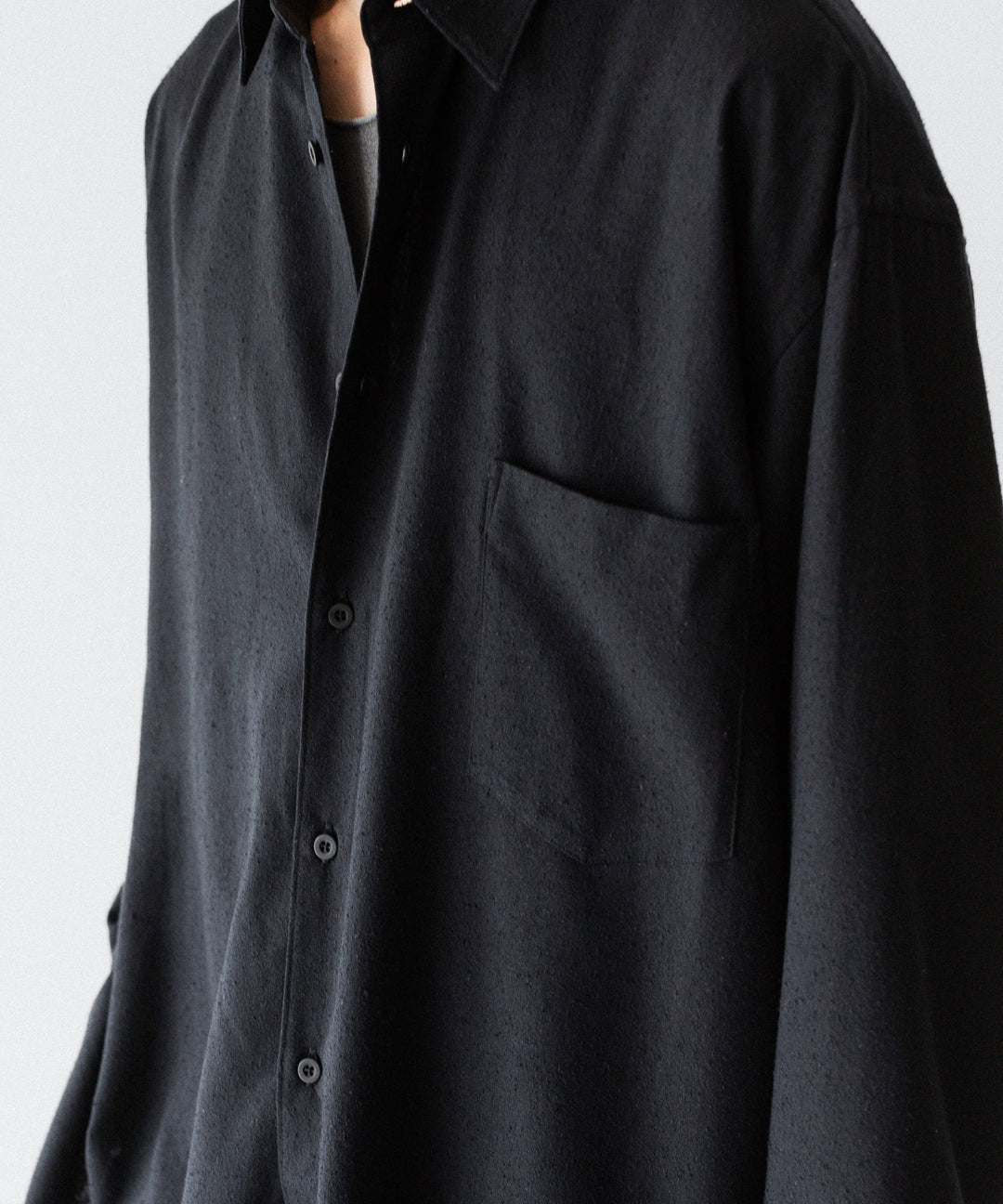 INTÉRIM インテリムSILK NOIL L/S REGULAR COLLAR SHIRTのBLACK 公式通販サイトsession福岡セレクトショップ