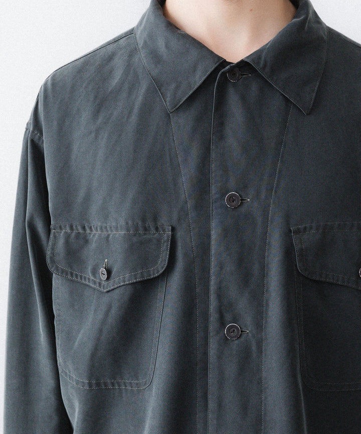 【ANTHEM A】POWDERY FADE POPLIN OPEN COLLAR SHIRT - CARBON公式通販サイトsession福岡セレクトショップ