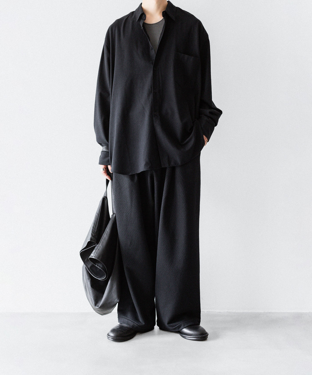 INTÉRIM インテリムSILK NOIL L/S REGULAR COLLAR SHIRTのBLACK 公式通販サイトsession福岡セレクトショップ