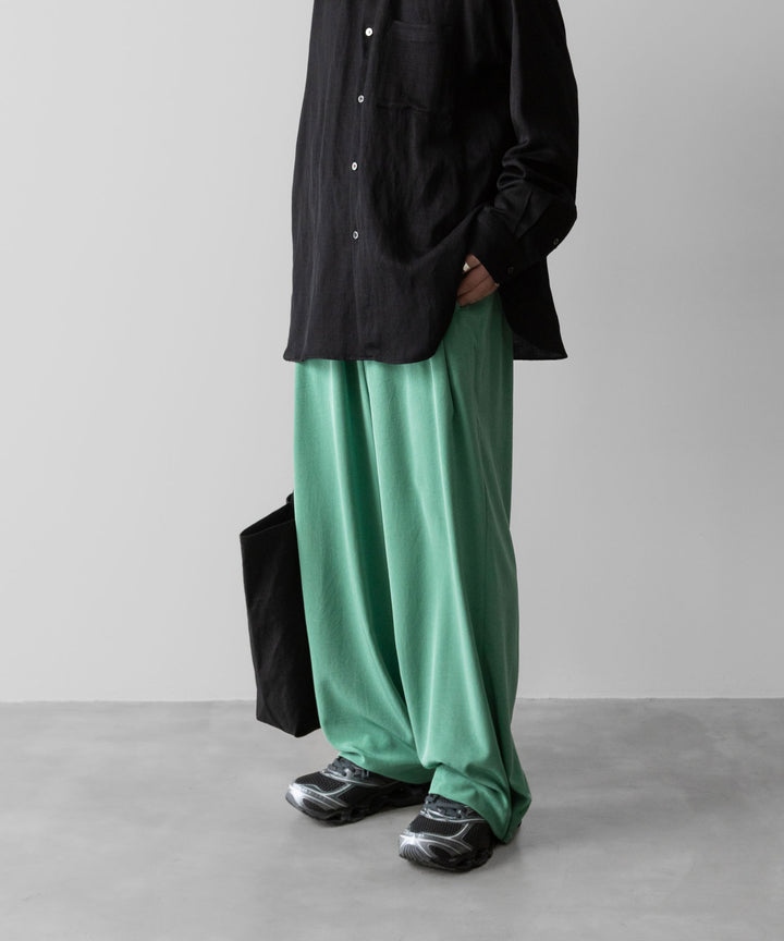 【ANTHEM A】POWDERY VISCOSE NO-BRAINER PANTS - GREEN