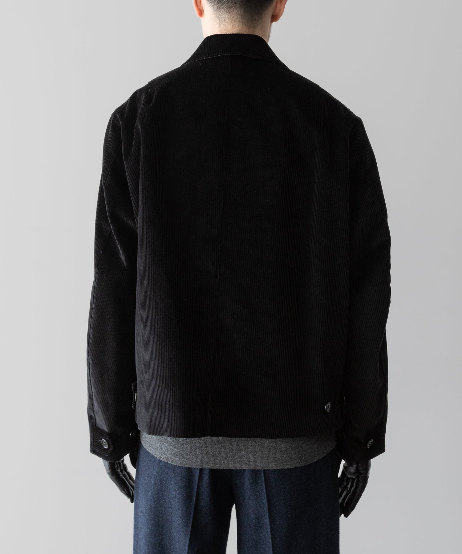 【INTÉRIM】WIDE COTTON CORDUROY SPORTS JACKET - BLACK