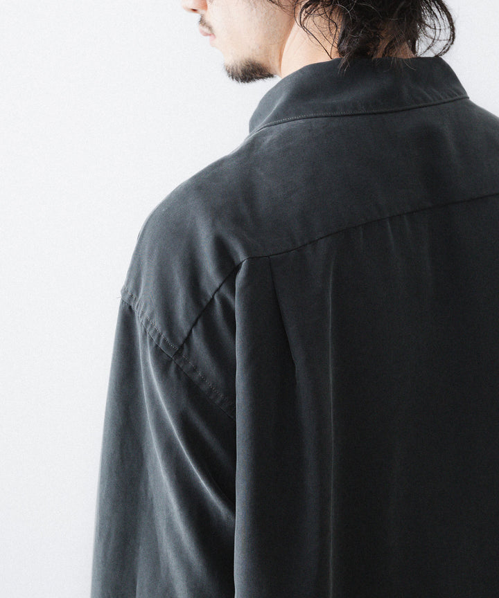 【ANTHEM A】POWDERY FADE POPLIN OPEN COLLAR SHIRT - CARBON公式通販サイトsession福岡セレクトショップ