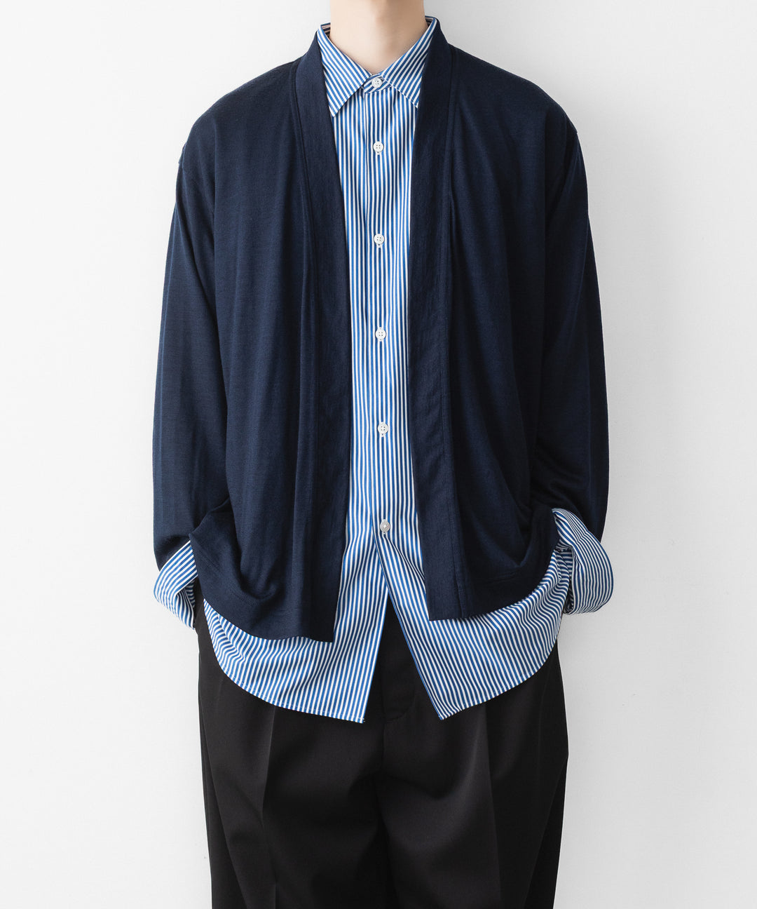 KANEMASA PHIL. カネマサフィルの46G STRIPE MODEST SHIRTのNAVY WHITE 公式通販サイトsession福岡セレクトショップ