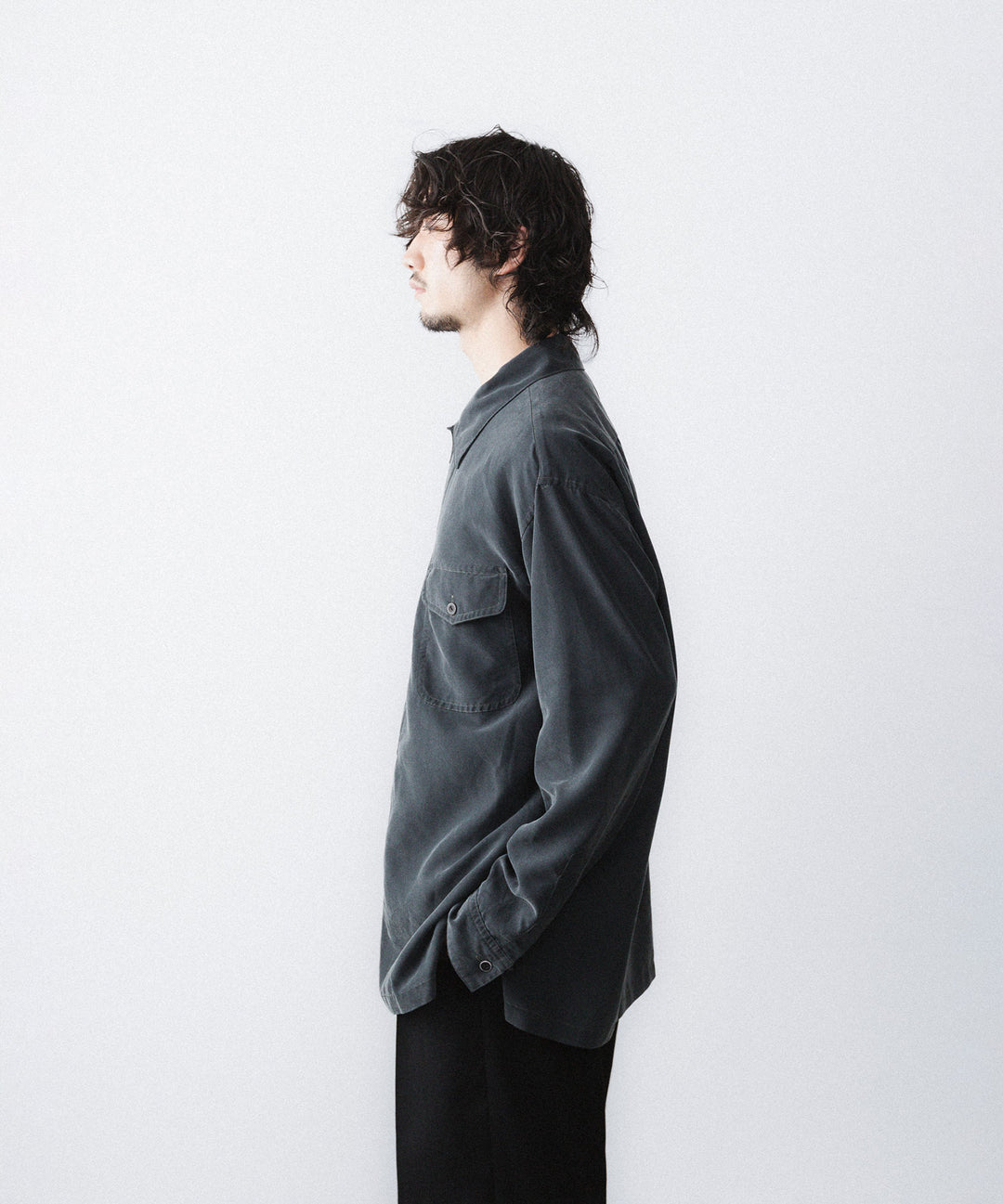 【ANTHEM A】POWDERY FADE POPLIN OPEN COLLAR SHIRT - CARBON公式通販サイトsession福岡セレクトショップ