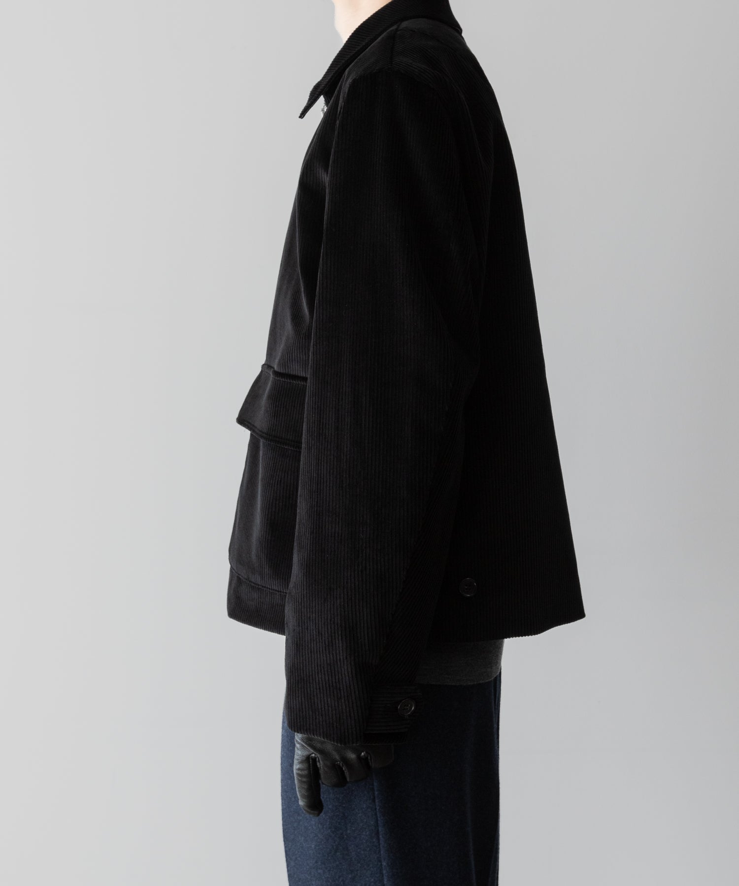 【INTÉRIM】WIDE COTTON CORDUROY SPORTS JACKET - BLACK