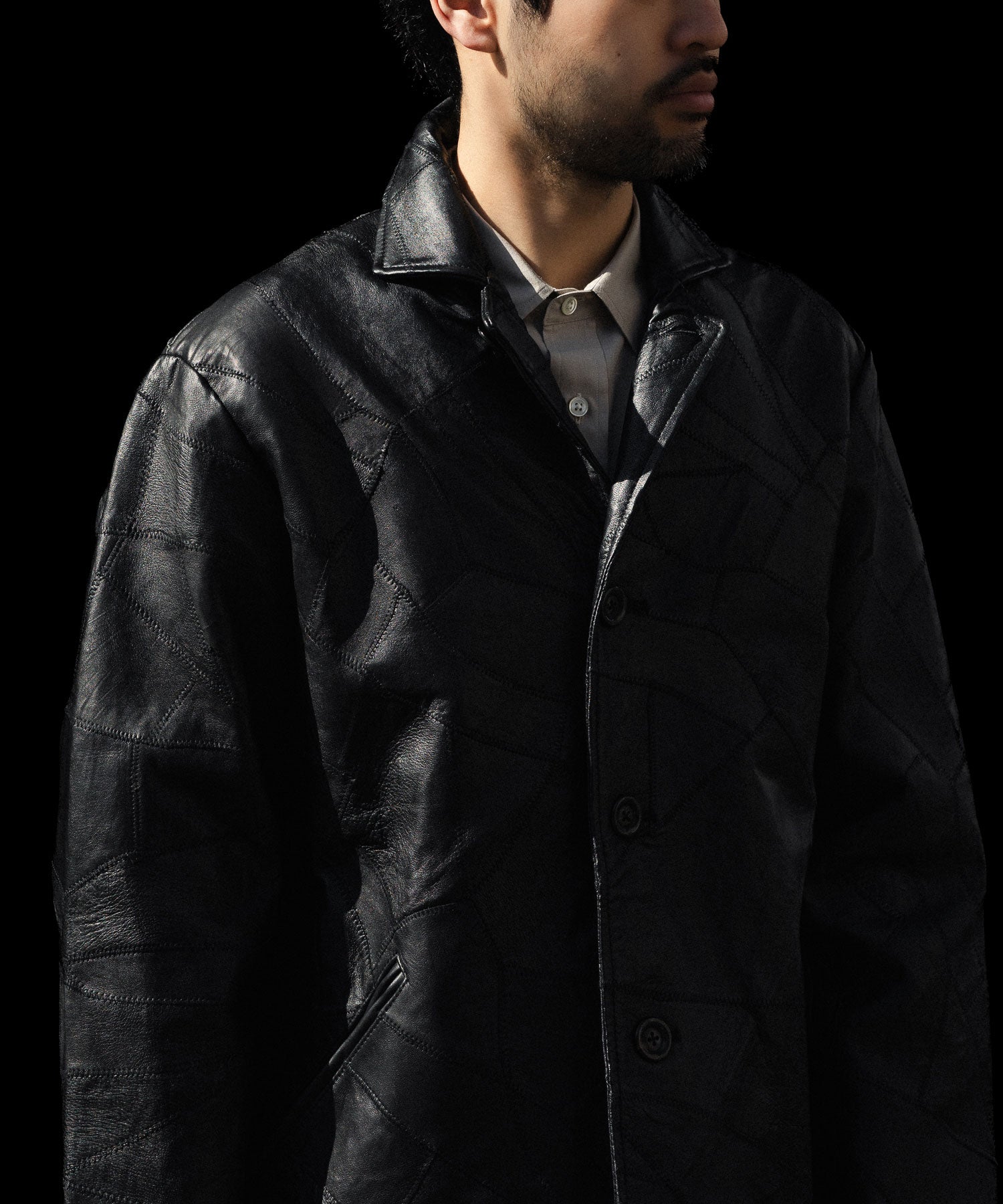 ANTHEM A / アンセムエー】COW LEATHER UNEVEN JACKET - BLACK | 公式