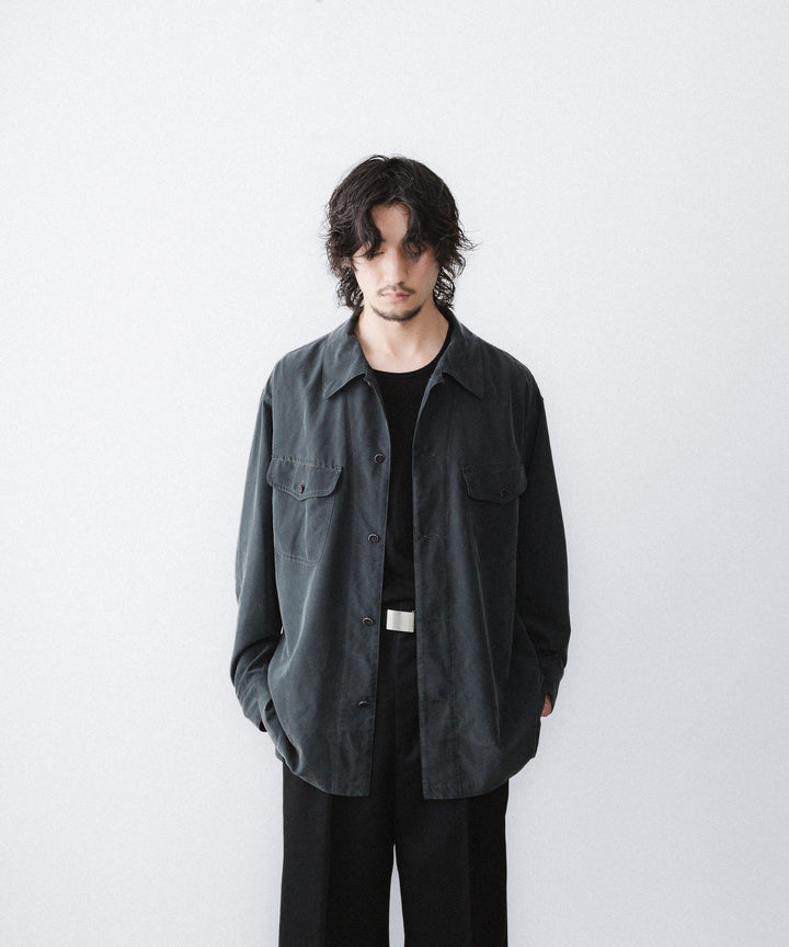 【ANTHEM A】POWDERY FADE POPLIN OPEN COLLAR SHIRT - CARBON公式通販サイトsession福岡セレクトショップ