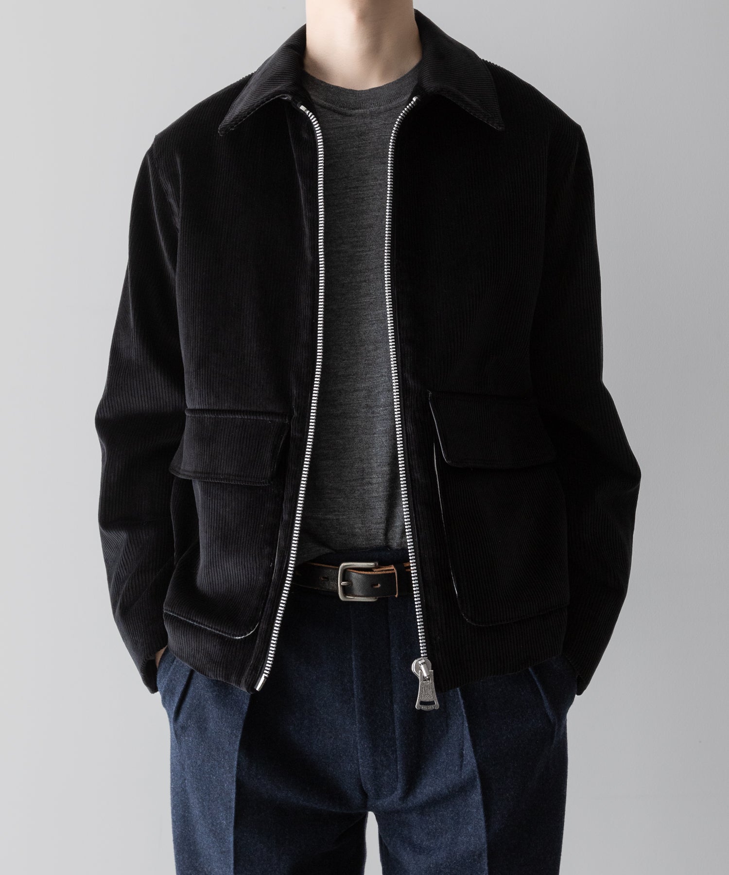 【INTÉRIM】WIDE COTTON CORDUROY SPORTS JACKET - BLACK