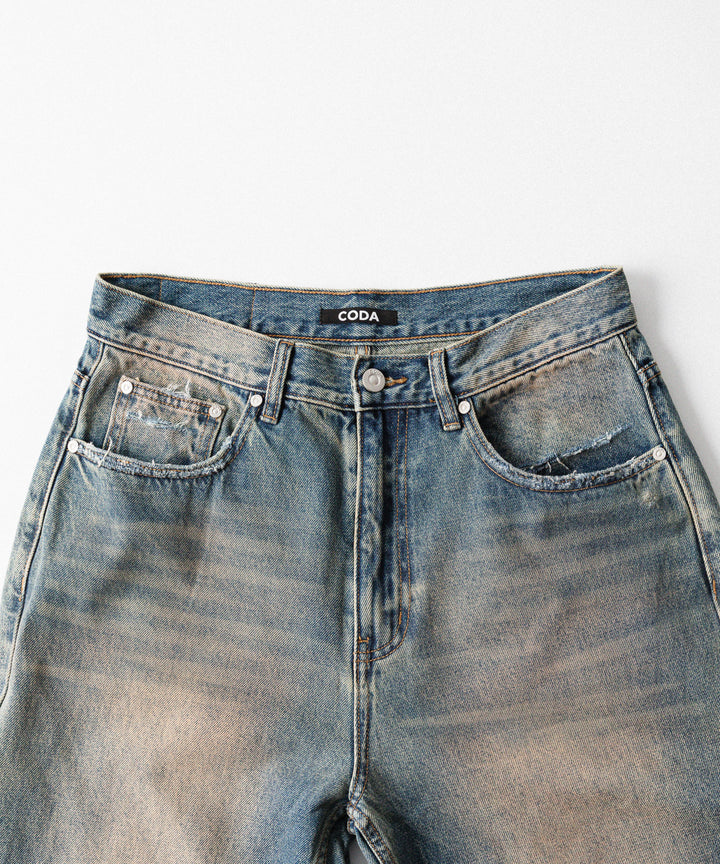 CODA コーダのFADED DIRTY INDIGO WASHED  BREAK CUT WIDE FLARED JEANSのFADED DIRTY INDIGO 公式通販サイトsession福岡セレクトショップ
