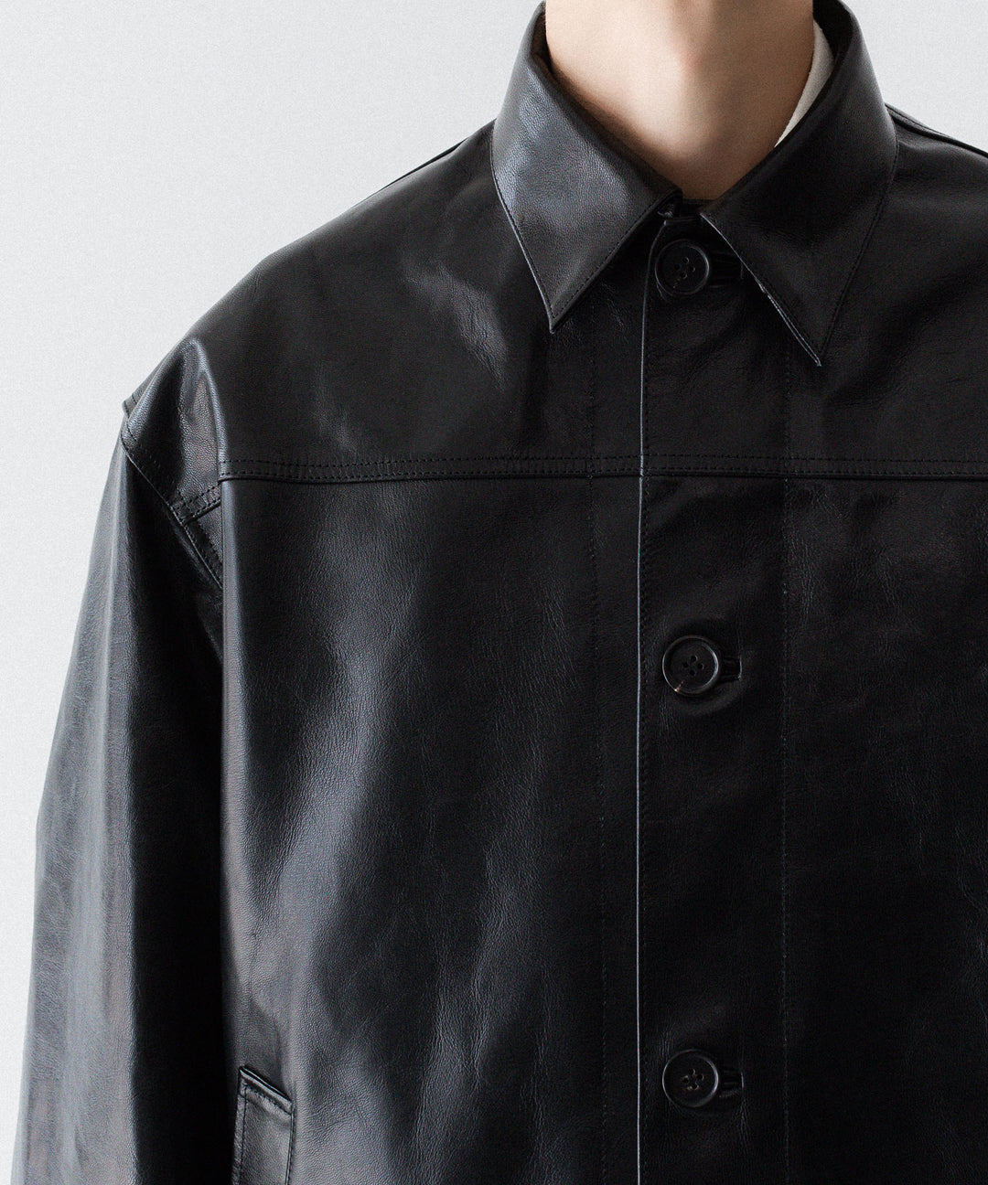 INTÉRIM - インテリムの FULL VEGETABLE TANNED GOAT LEATHER HYPER BIG CAR COATのBLACK公式通販サイトsession福岡セレクトショップ
