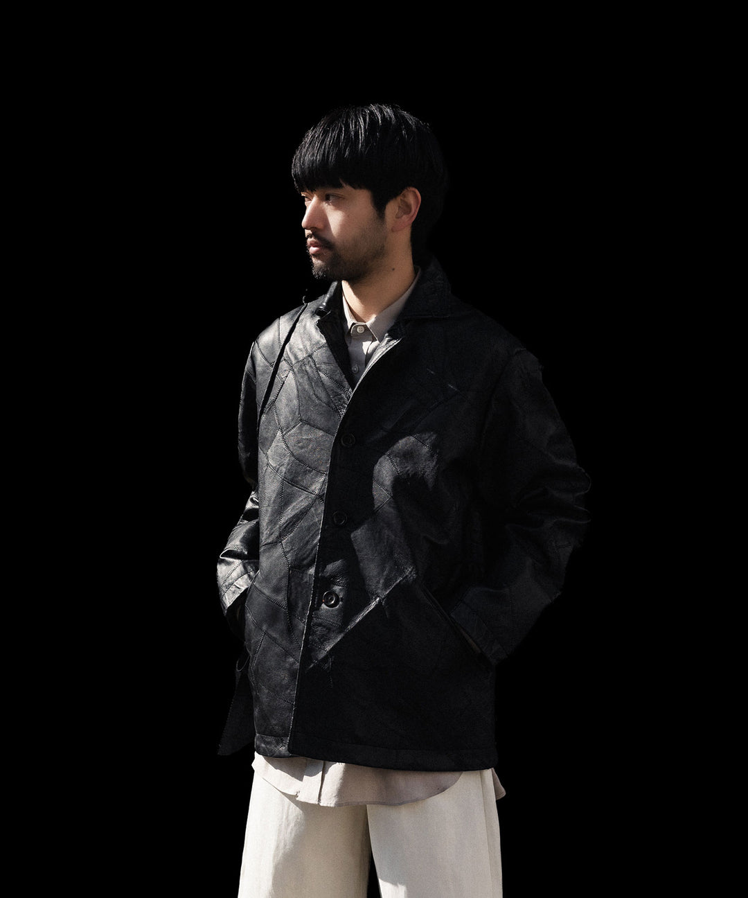 ANTHEM A アンセムエーのCOW LEATHER UNEVEN JACKETのBLACK 公式通販サイトsession福岡セレクトショップ