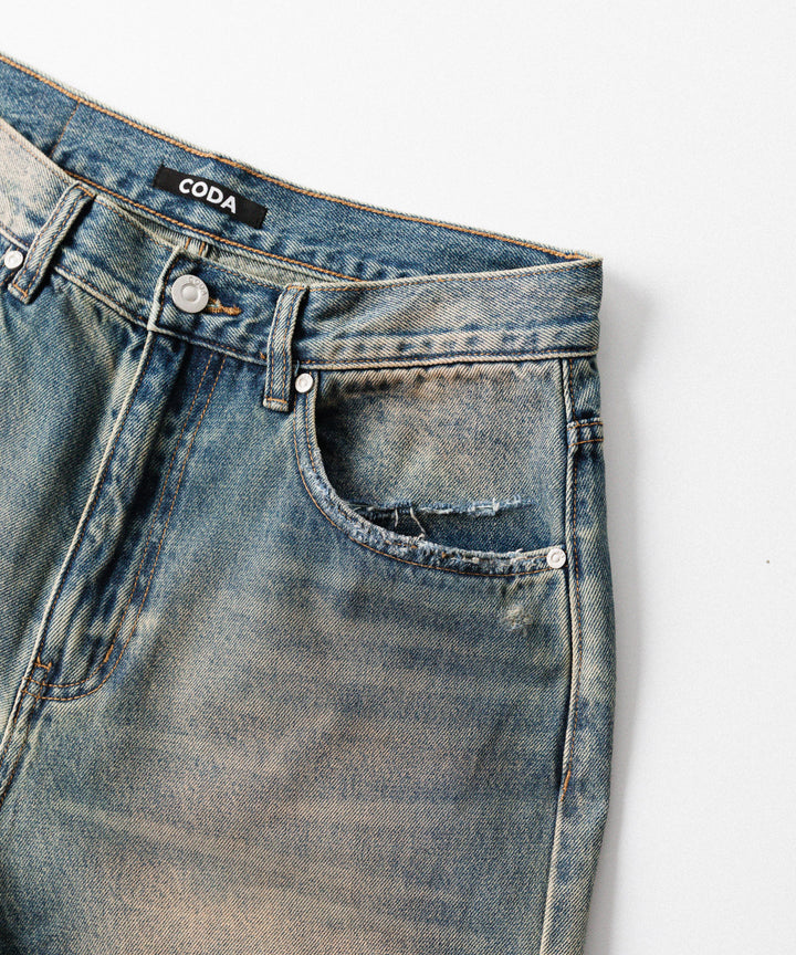 CODA コーダのFADED DIRTY INDIGO WASHED  BREAK CUT WIDE FLARED JEANSのFADED DIRTY INDIGO 公式通販サイトsession福岡セレクトショップ