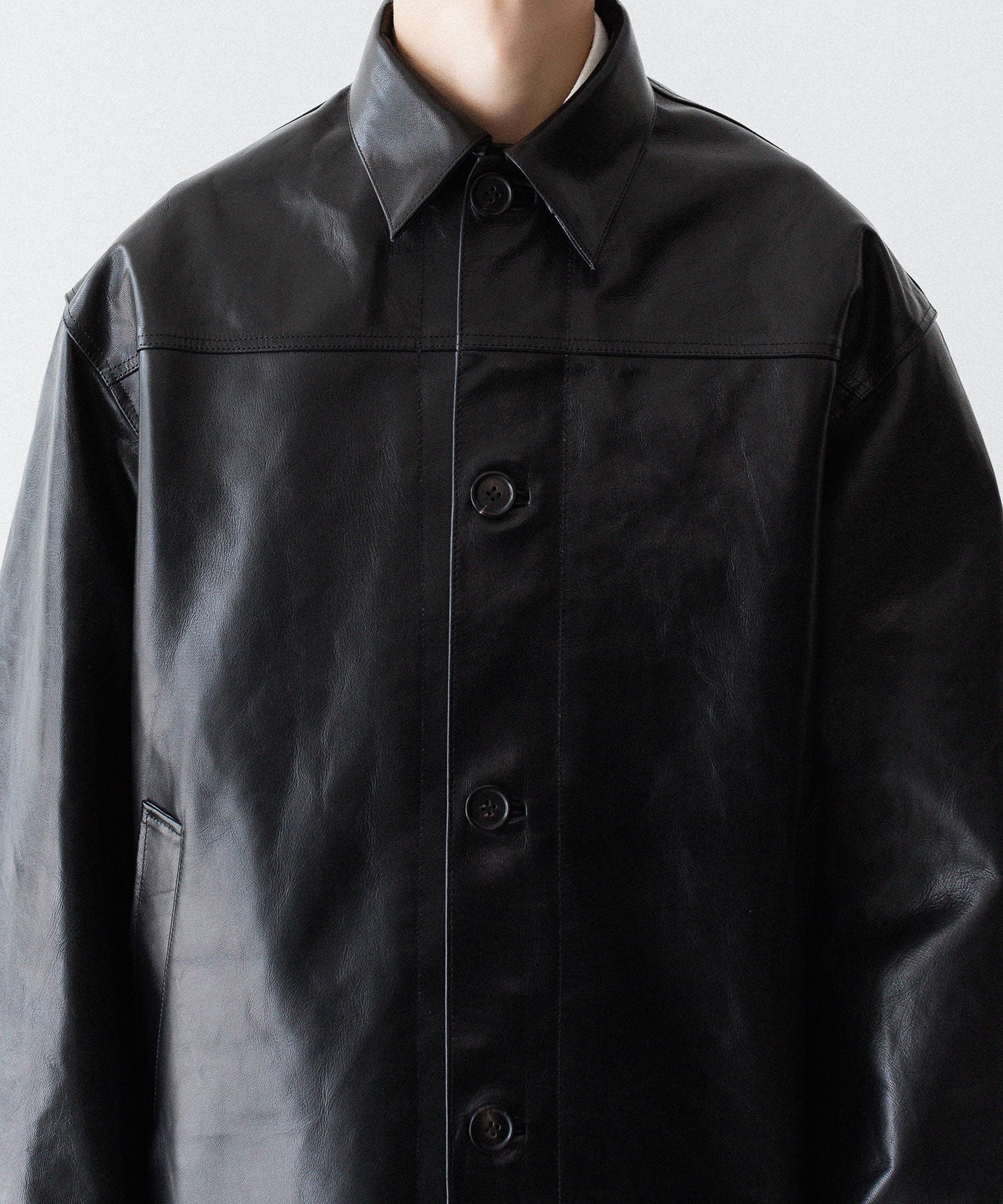 INTÉRIM - インテリムの FULL VEGETABLE TANNED GOAT LEATHER HYPER BIG CAR COATのBLACK公式通販サイトsession福岡セレクトショップ