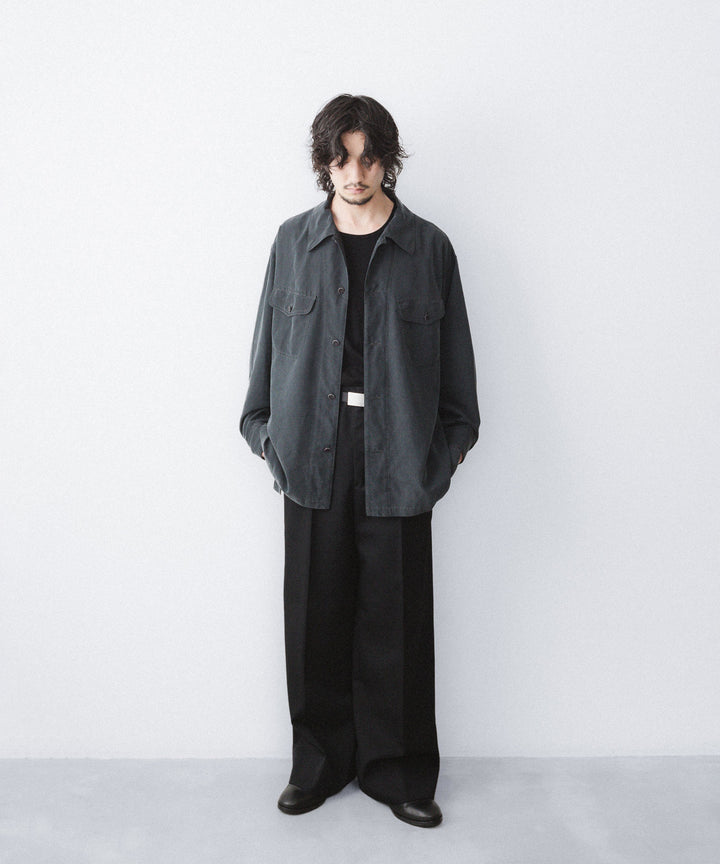 【ANTHEM A】POWDERY FADE POPLIN OPEN COLLAR SHIRT - CARBON公式通販サイトsession福岡セレクトショップ