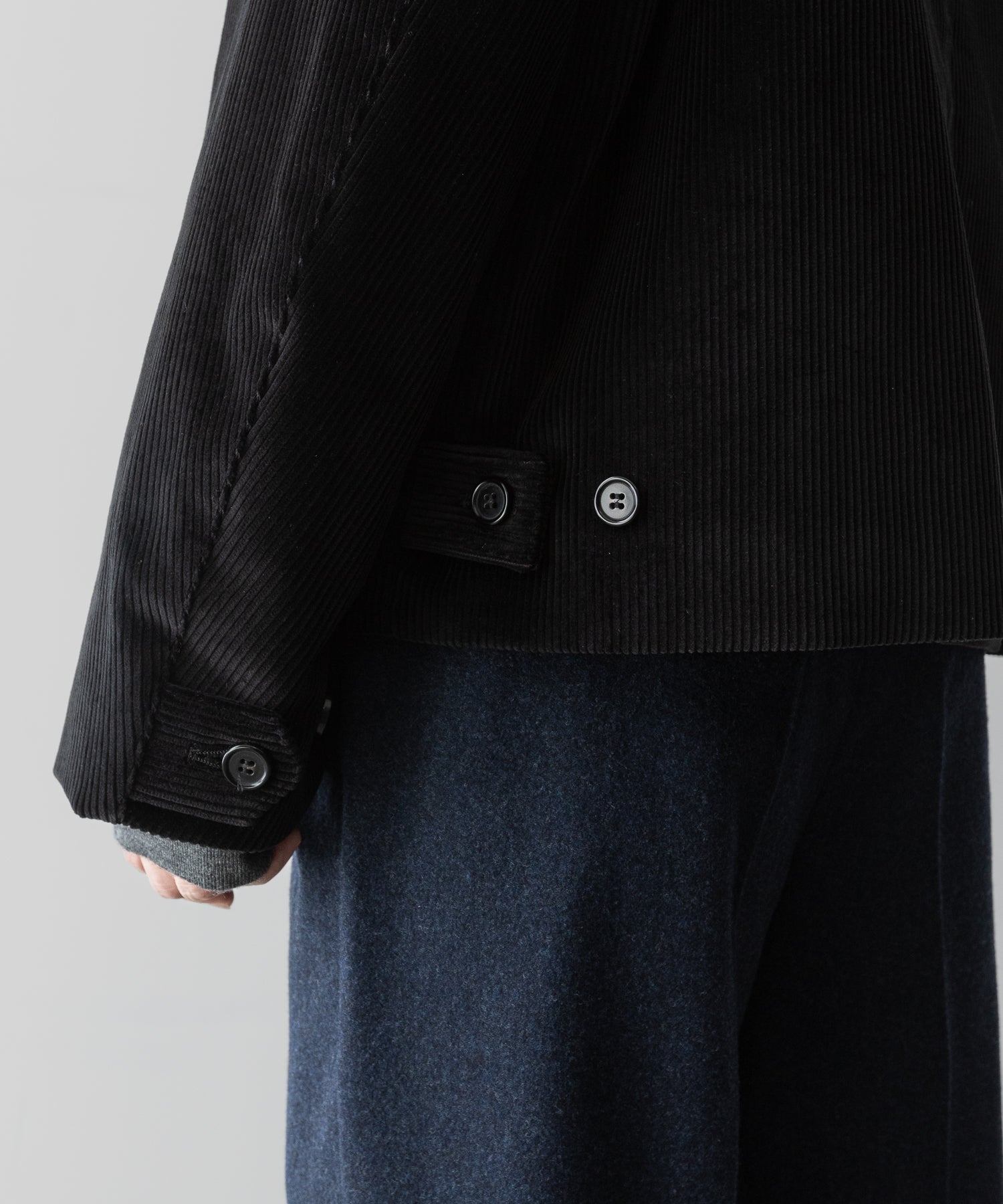 【INTÉRIM】WIDE COTTON CORDUROY SPORTS JACKET - BLACK