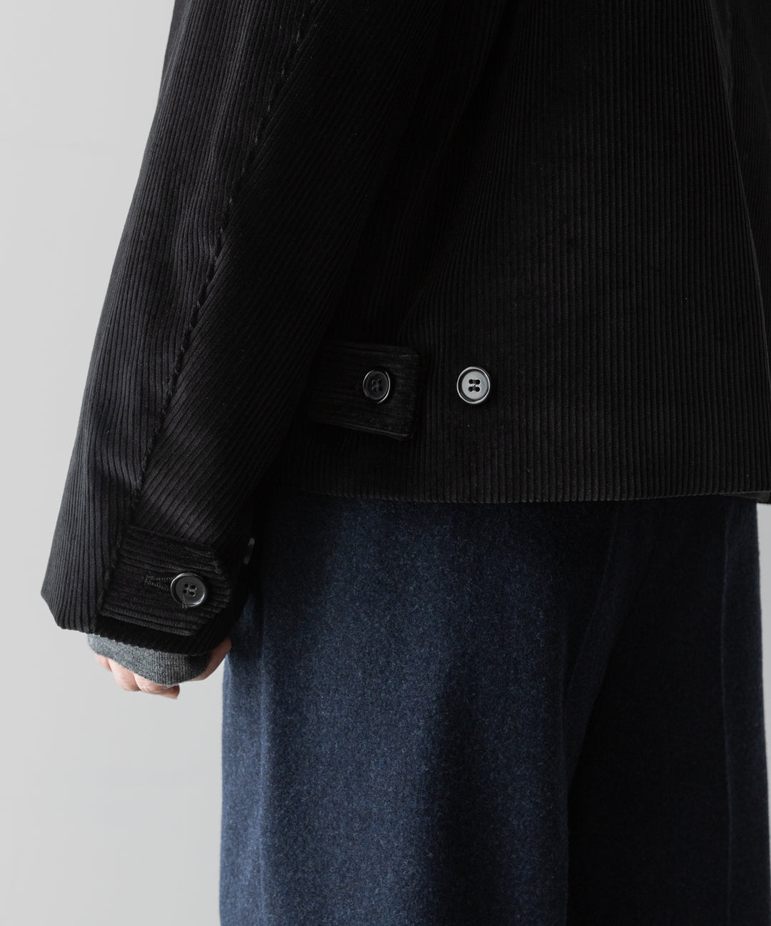 【INTÉRIM】WIDE COTTON CORDUROY SPORTS JACKET - BLACK