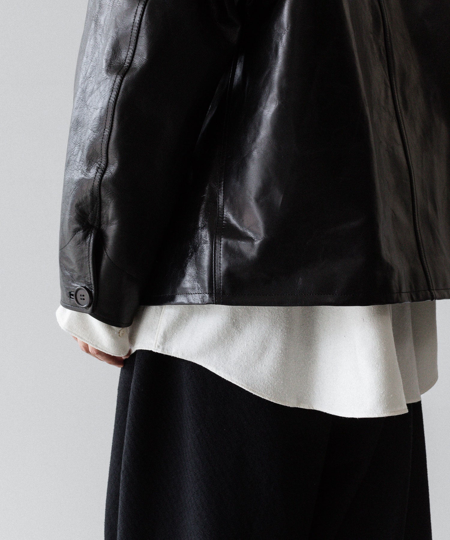 INTÉRIM - インテリムの FULL VEGETABLE TANNED GOAT LEATHER HYPER BIG CAR COATのBLACK公式通販サイトsession福岡セレクトショップ