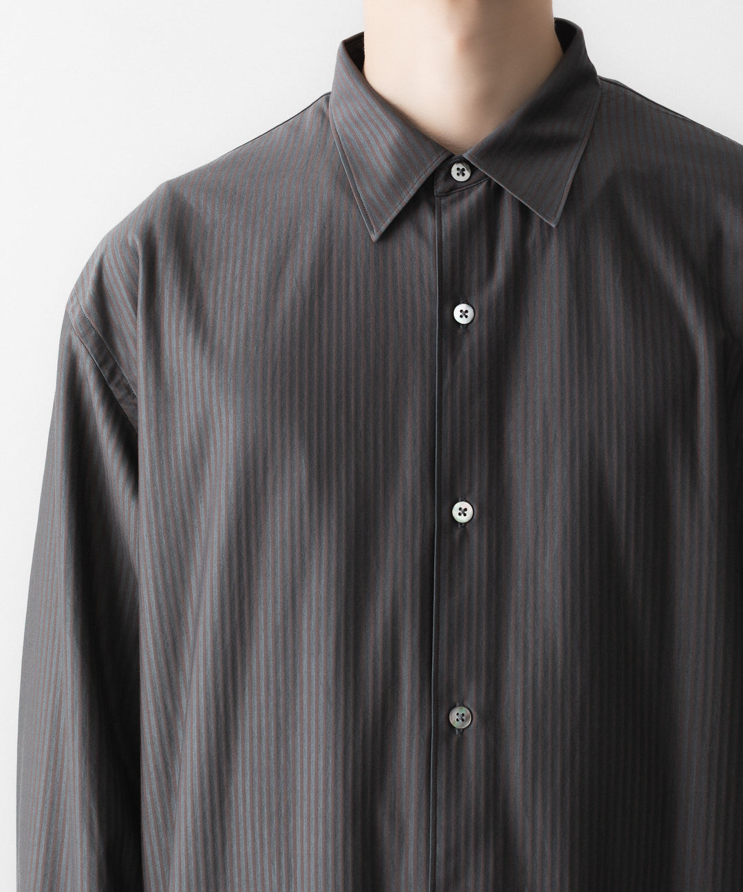 KANEMASA PHIL. カネマサフィルの46G STRIPE MODEST SHIRTのCHARCOAL BROWN 公式通販サイトsession福岡セレクトショップ