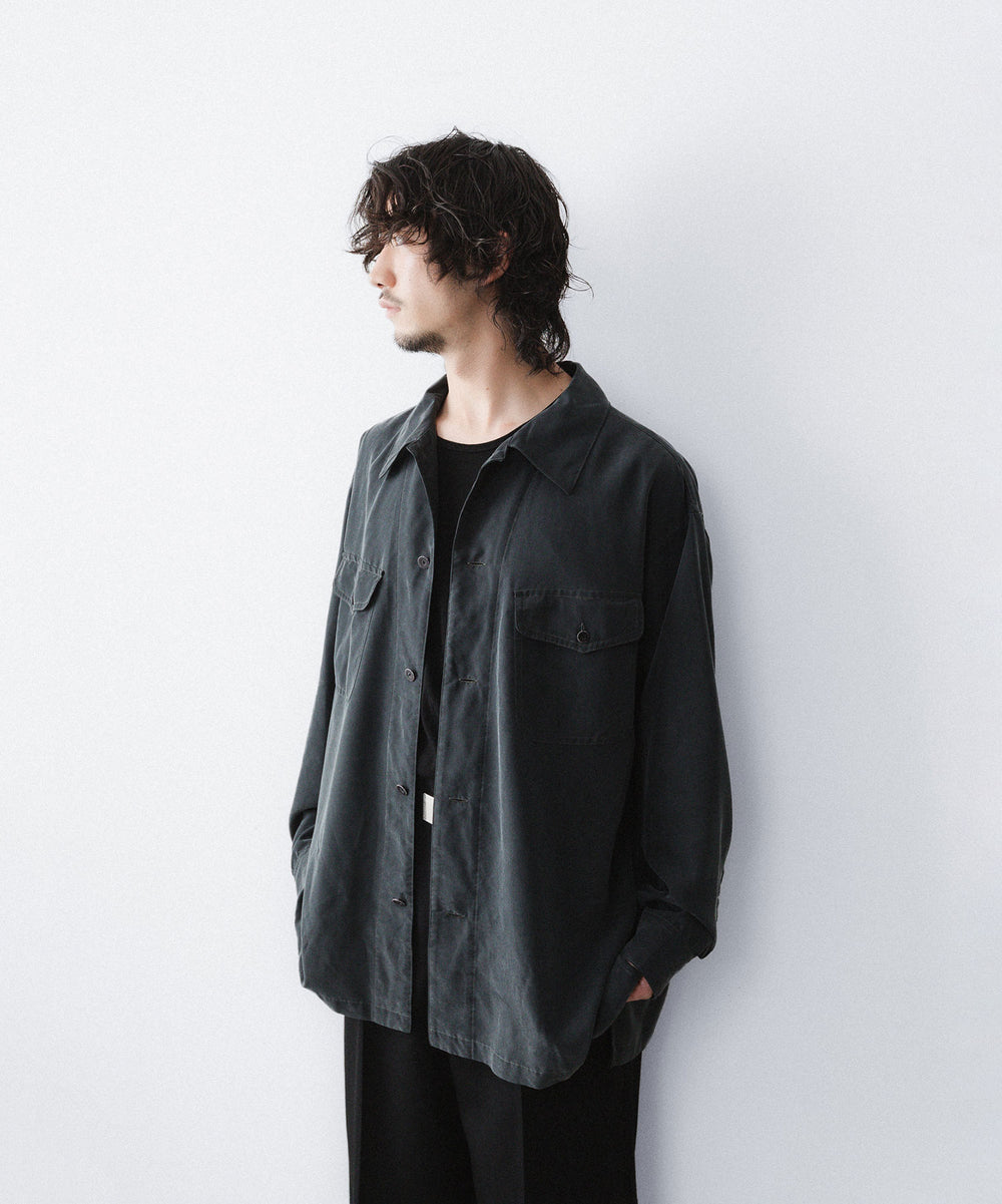 【ANTHEM A】POWDERY FADE POPLIN OPEN COLLAR SHIRT - CARBON公式通販サイトsession福岡セレクトショップ