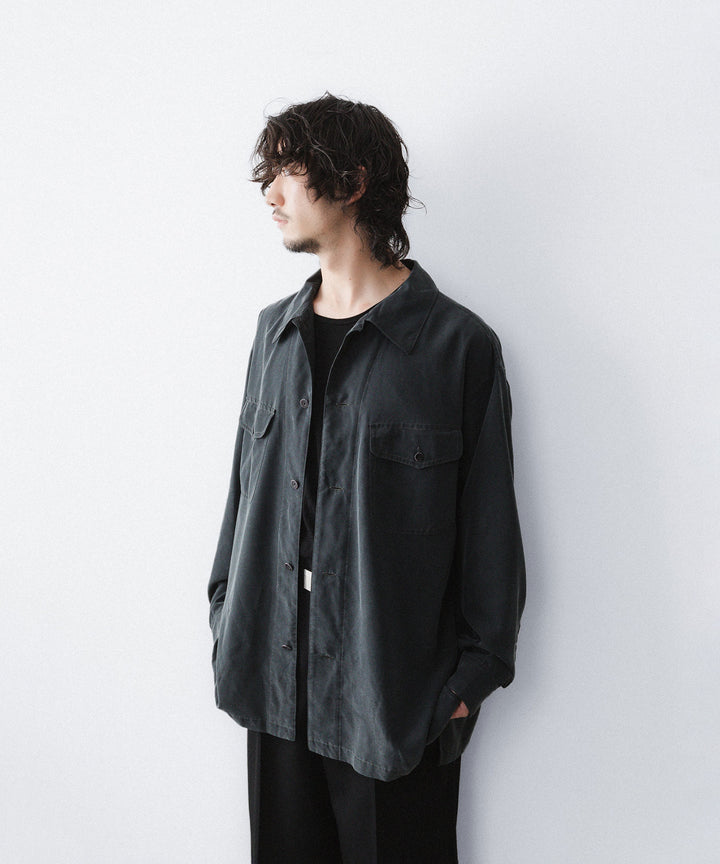 【ANTHEM A】POWDERY FADE POPLIN OPEN COLLAR SHIRT - CARBON公式通販サイトsession福岡セレクトショップ
